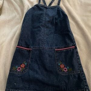 Gymboree Denim Overall Dress with Floral Embroidery